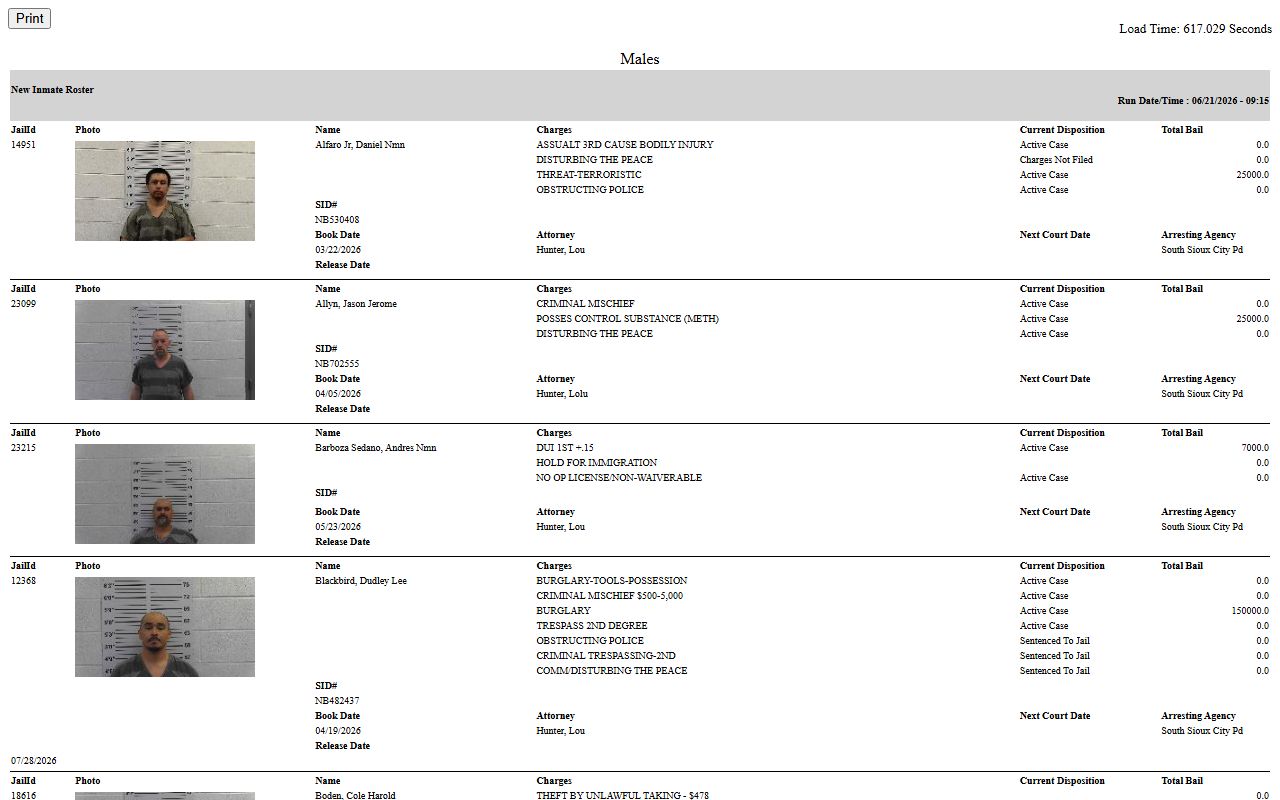 Dakota County inmate population roster lookup fields